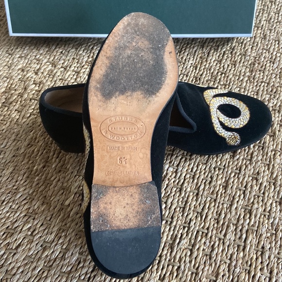 STUBBS & WOOTTON Authentic Black & Gold Loafers - Picture 7 of 7